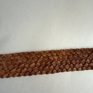 American Eagle Women Leather Belt S/M Brown Metallic Braided Boho Buckle Indie thumbnail 5