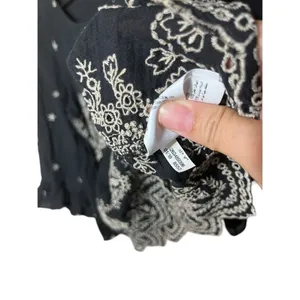 American Eagle Black Embroidered Flowy Blouse‎ Size S thumbnail 7