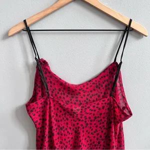 Natori Robe & Nightgown Set Red and Black Leopard Spots Ruffle Size Medium Large thumbnail 10