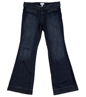 LOFT‎ 36X32 12 Dark Wash Denim Wide Leg Flare Jeans Stretch Retro Classic Preppy thumbnail 1