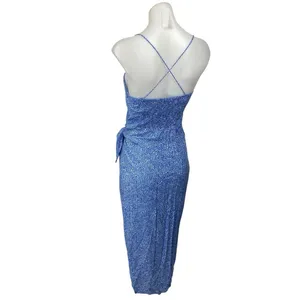 Zara Blue Sleeveless Corset Bustier Knot Slit Cami Tank Sheath Midi Dress Size M thumbnail 3