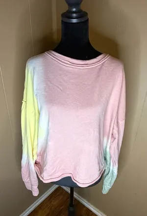 Free People Movement FP Movement Feels Right Tie Dye Puffy Sleeve Sweatshirt thumbnail 1