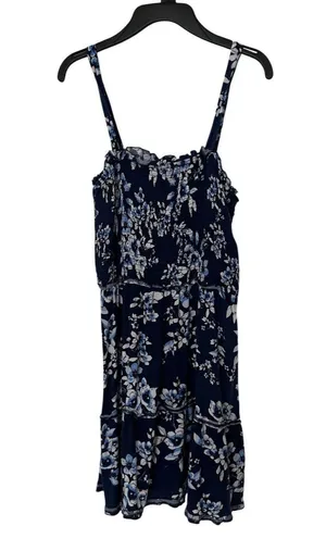 Band Of Gypsies Tiered Ruffle Mini Dress Blue Floral Large thumbnail 4