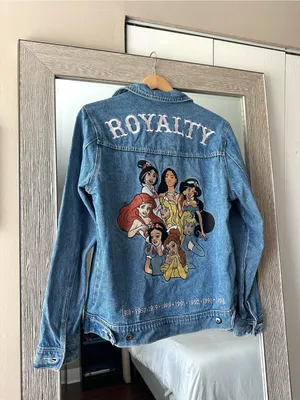 Disney Princesses Denim Jacket Embroidered Graphic Back Women’s Size Medium thumbnail 2