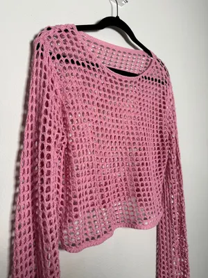 PINK See-Through Knit  Top thumbnail 2