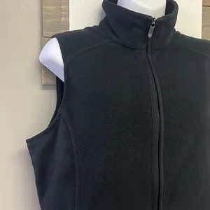 Land’s End Women’s Black Full Zip-Up Fleece Mock Neck Vest with Pockets- Medium thumbnail 6