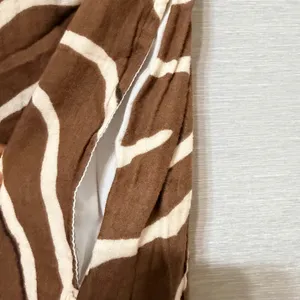 ASOS DESIGN Brown Zebra Print Cotton Gauze Wide Leg Pants Small High Rise thumbnail 8