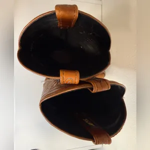 Vintage Dan Post Leather Cowboy Boots – Brown w/ Blue Stitching – Women’s 6.5-7 thumbnail 7