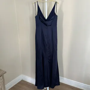 After Six Size 8 Draped Cowl-Back Princess Line Dress Front Slit Midnight thumbnail 5