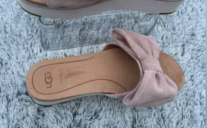NWOT UGG Pink and Tan Slippers with Suede Bows thumbnail 1