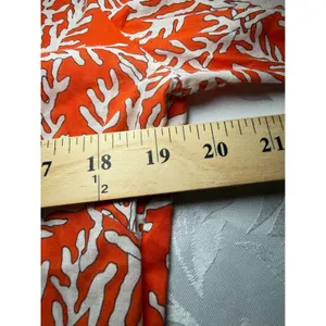 Tory Burch Orange Coral Print Cotton Tunic Top Herringbone Trim Size 8 thumbnail 5