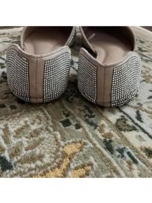Rampage rhinestone studded pointed toe open side flats wedding glam thumbnail 9