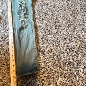 American Eagle Super Stretch Jeggings Olive Green Distressed Ripped Size 14‎ Reg thumbnail 7