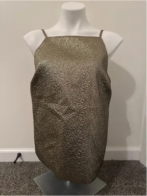 Women's Abercrombie and Fitch Gold Textured Tank Top S with Black Lining thumbnail 2