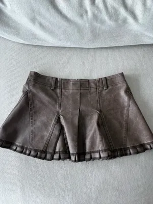 Amazon Brown leather flared skirt thumbnail 2