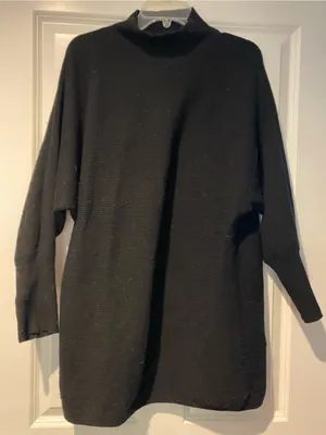 GAP Women’s Black Mock Neck Turtleneck Sweatshirt Tunic Sz M thumbnail 1