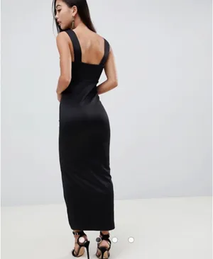 ASOS square neck midi dress with slit thumbnail 6