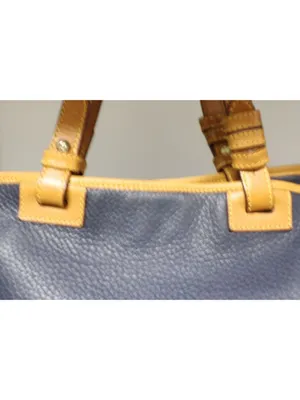 Dooney and Bourke Dillen Navy Pebble Leather Double Pocket Convertible Shopper thumbnail 6