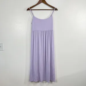 Old Navy Fit & Flare Cami Midi Dress Lavender Aure Large Casual Sundress Rayon thumbnail 2