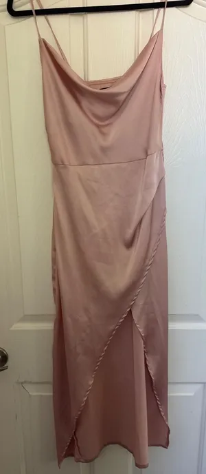 Nasty Gal Collection‎ Satin Cowl Neck Maxi Dress - Rose Pink (Size US 0) thumbnail 1