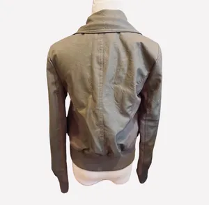 Urban Outfitters Jack Faux Leather Bomber Jacket Moto Taupe M thumbnail 5