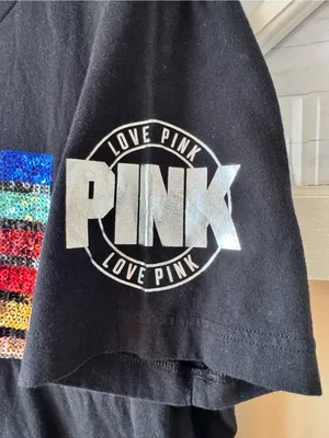 Victoria's Secret Pink Rainbow Campus Bling Shirt‎ Large thumbnail 2