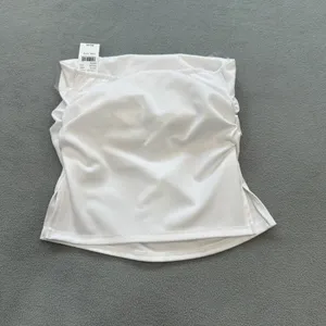 NWT Your Favorite Pacsun Tube Top S Women White Sleeveless Ruched Cropped Blouse thumbnail 2