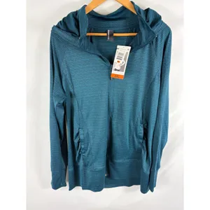 NWT Mondetta Longline Jacquard Zip Up Hooded Athletic Jacket Blue Size XXL thumbnail 3
