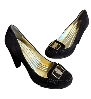 Coach "Kandace" Brown Suede Cone Heel Loafer Shoes (5.5) thumbnail 1