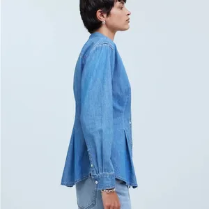 Madewell Chambray Denim Darted Button-Up Long Sleeve Shirt XS thumbnail 9