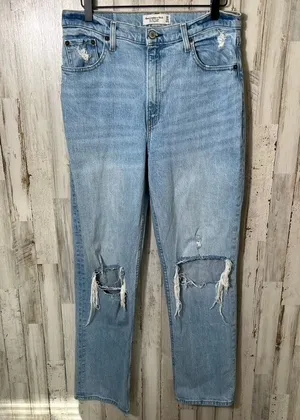 Abercrombie & Fitch 90's Straight Ultra High Rise Jeans Womens 30/10R Distressed thumbnail 1