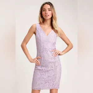 NWT Lulu's Normani Lavender Lace Sleeveless‎ Dress Small Romantic Soft Glam thumbnail 13