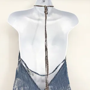 True Religion Womens Acid Wash Boho Open Back Halter Maxi Slip Dress Size M thumbnail 6