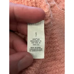 Aerie Sweater Womens Small Pink Waffle Knit Hooded V Neck Pullover Cozy Slouchy thumbnail 10