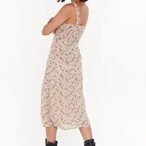Nasty Gal Cream and Pink Midi Dress with Floral Print thumbnail 3