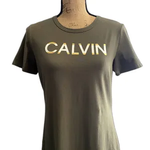 Calvin‎ Klein Olive Green Short Sleeve Graphic Logo T-Shirt Dress Size Medium thumbnail 2