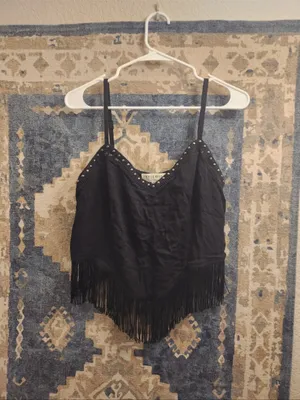 $45 IDYLLWIND WOMEN'S CLEMMONS FRINGE TANK in black M thumbnail 5