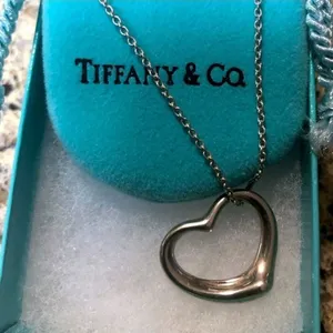 Tiffany & Co Sterling Silver Elsa Peretti Open Heart Pendant Necklace thumbnail 1