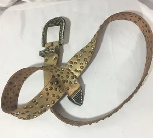 Vintage Arizona gold leather embellished belt thumbnail 1