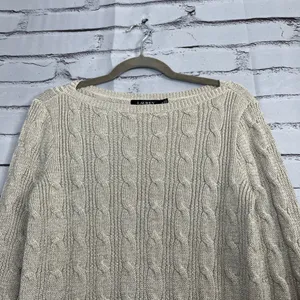 Lauren Ralph Lauren Black Label Cable Knit Cream Sweater Preppy Fall M Vintage thumbnail 6