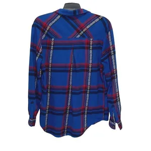BDG Womens Flannel Long Sleeve Button Down Shirt Blue‎ Red Size Medium thumbnail 4