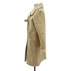 Moon River Borg Lined Duffle Coat Faux Suede Sherpa Penny‎ Lane Size Medium thumbnail 10