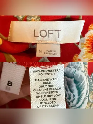 Loft Womens Shirt Blouse Red Floral Button Up Long Sleeve Size Medium thumbnail 12
