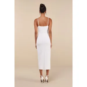 NWOT Lulus Always Turning Heads White Bustier Tulip Midi Dress Banquet Gala M thumbnail 3