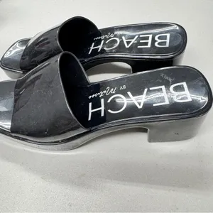 Matisse Beach Black Rubber Slides Chunky Heel Womens 9 Sandal Casual Beachy Shoe thumbnail 5