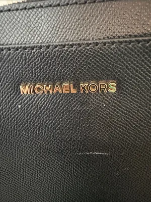 Michael Kors Black Leather Crossbody with Gold Chain Strap thumbnail 2