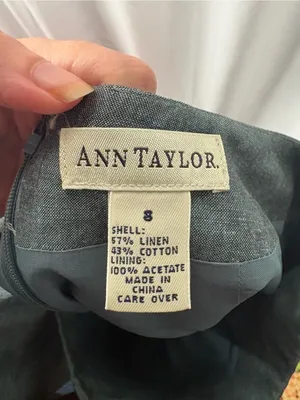Ann Taylor Vintage Blue Classic Blazer and Skirt Suit Linen Cotton Blend 8/10 thumbnail 4