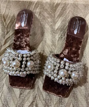 Jeffrey Campbell Portia Pearl Heels 7 brown velvet new thumbnail 1