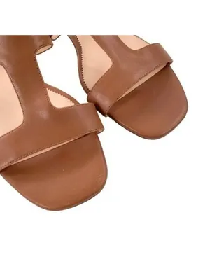 J. Crew Leather Hazel Cutout Flat Sandals Rich Oak Size 8 retail $138 thumbnail 7
