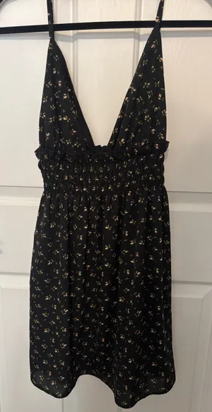 Floral Halter Sundress Black Size L thumbnail 1
